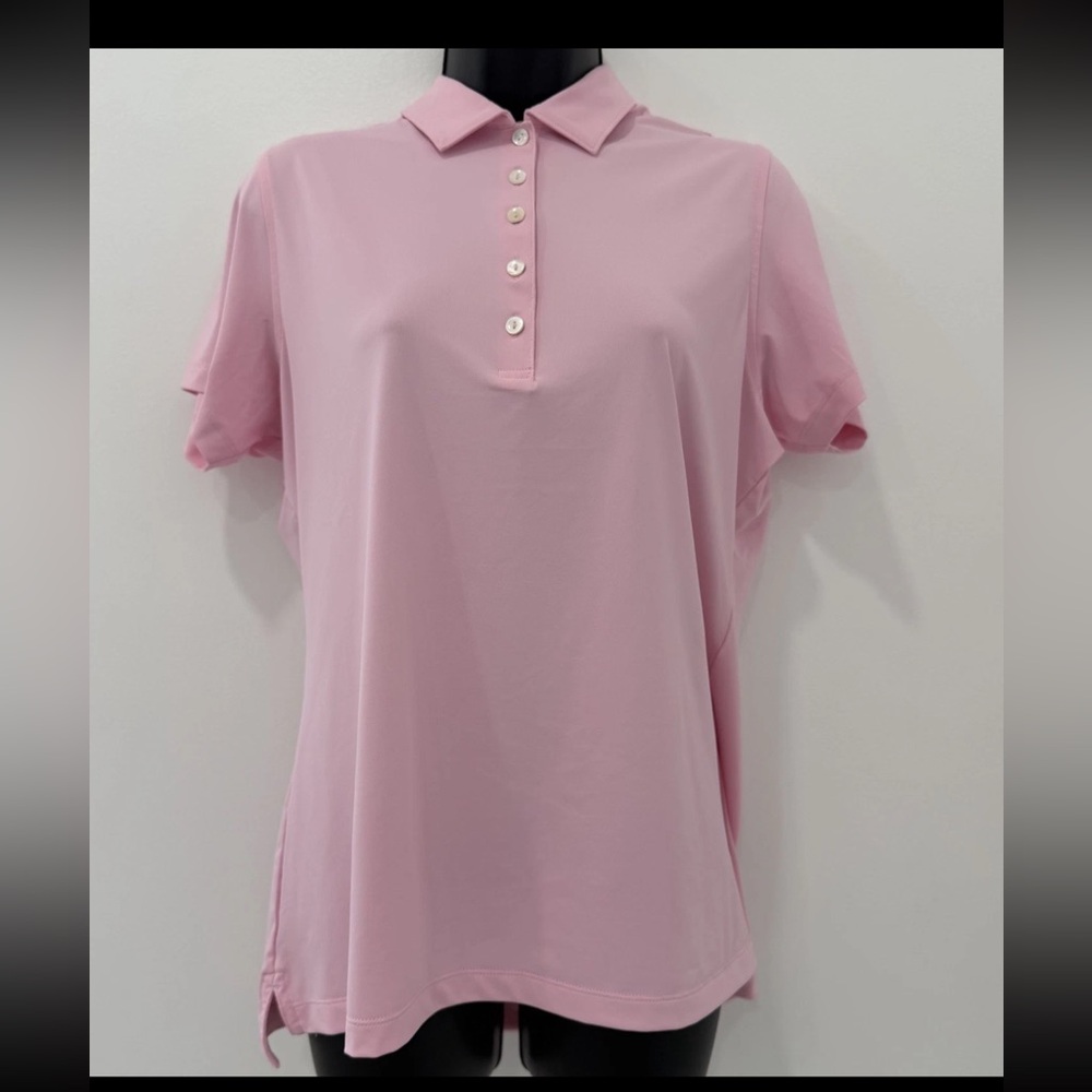 Peter Millar Pink Golf Polo L  Women’s 1/4 Button Sporty Preppy Chic Golfcore